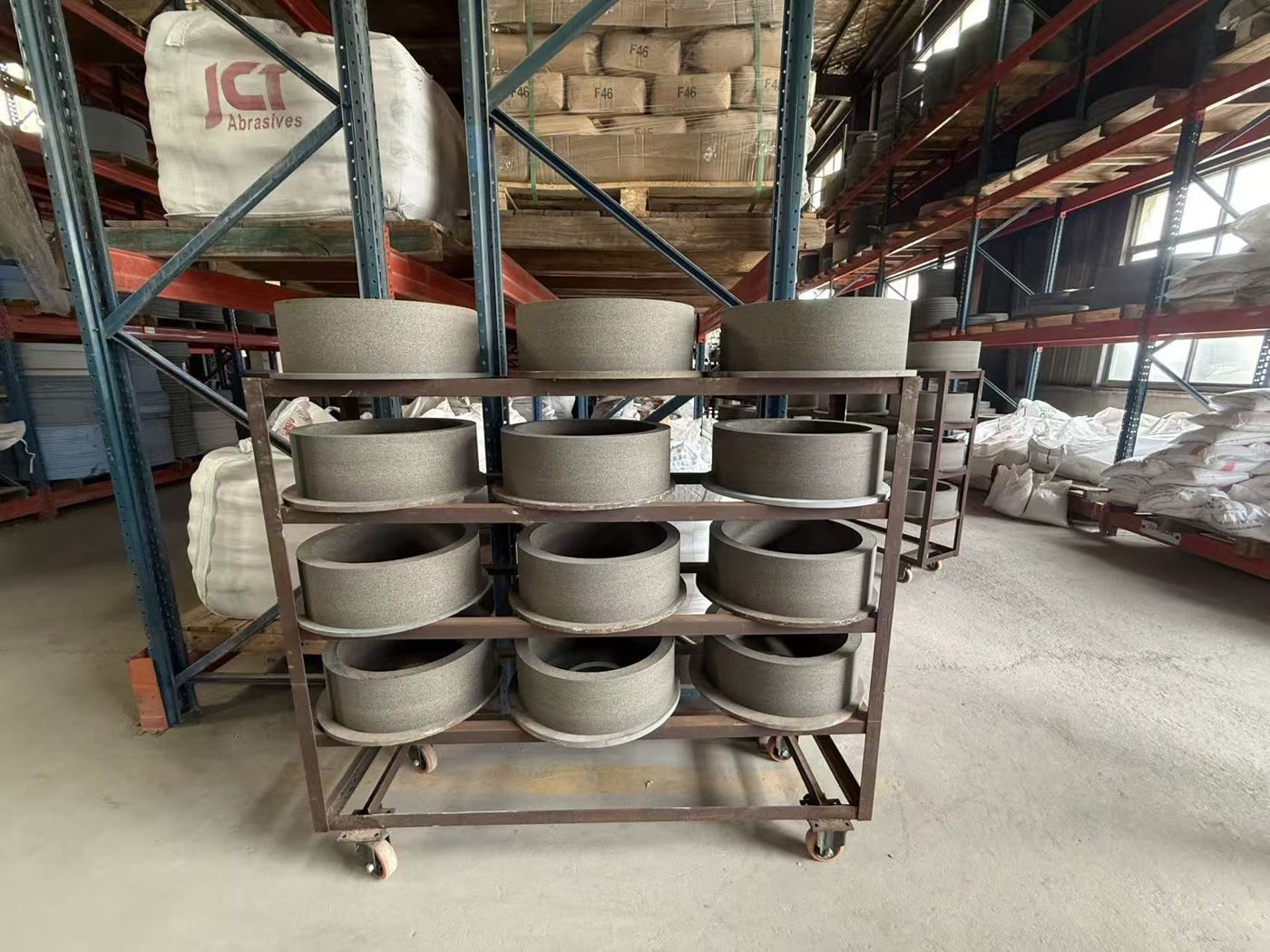 Wheels on racks in the workshop